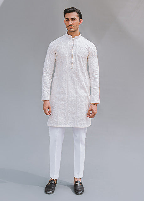 Ivory Embroidered Lawn Kurta (2-Piece) - Image 1