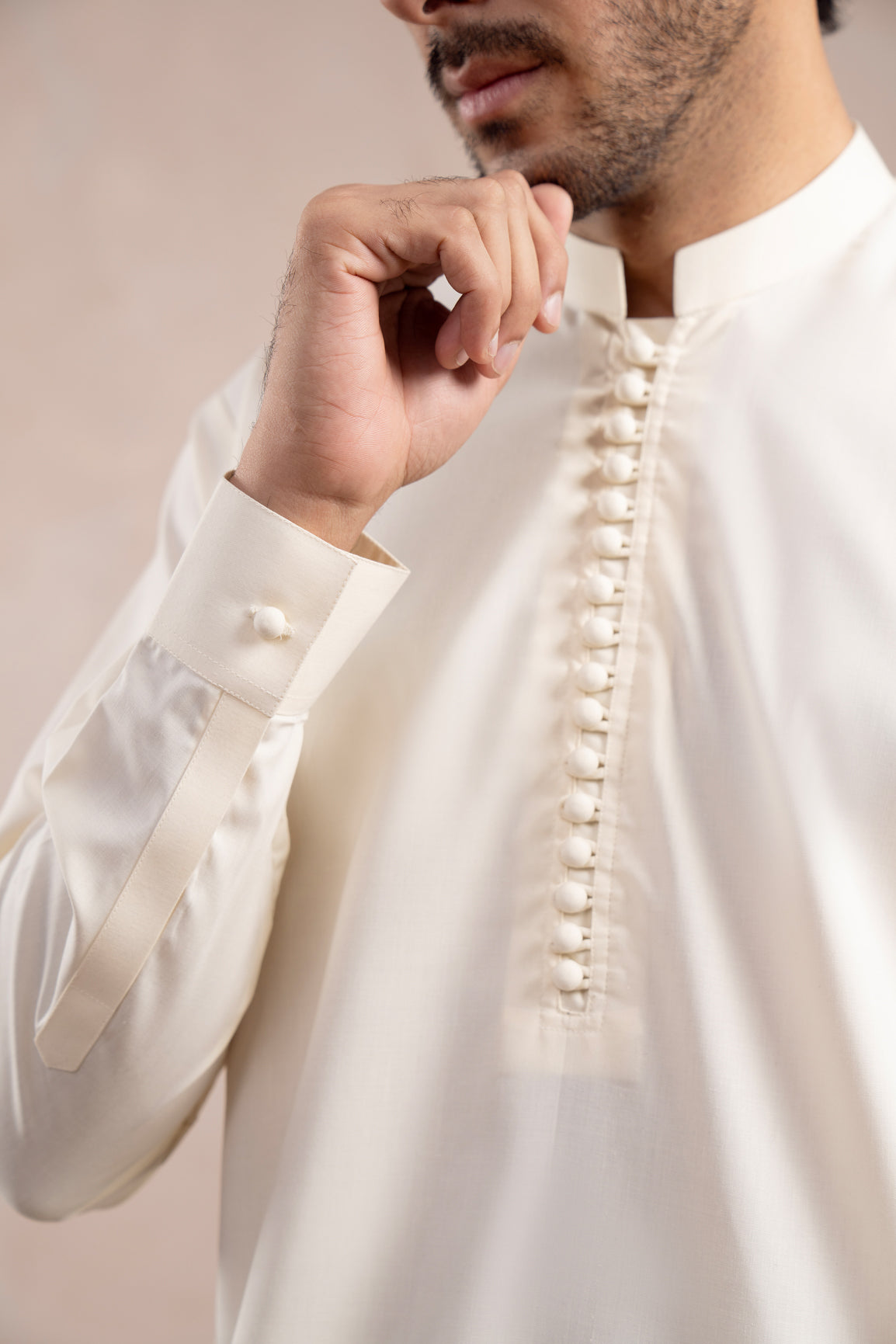 Bosky White Blended Kurta Pajama (2-Piece) - Image 2