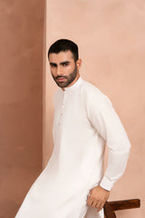 Ivory White Blended Fabric Kurta Pajama (2-Piece) - Image 2