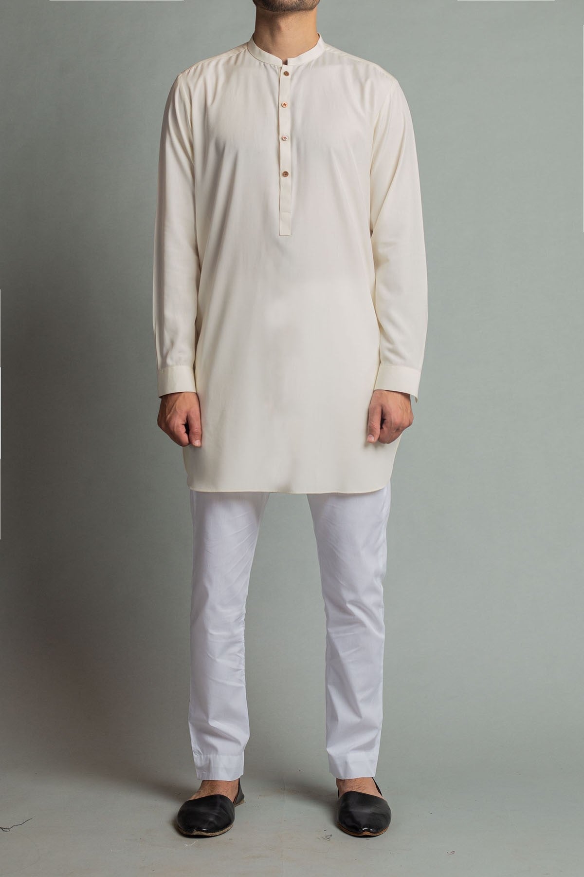 Off-White Boski Silk Kurta Pajama (2-Piece) - Image 1
