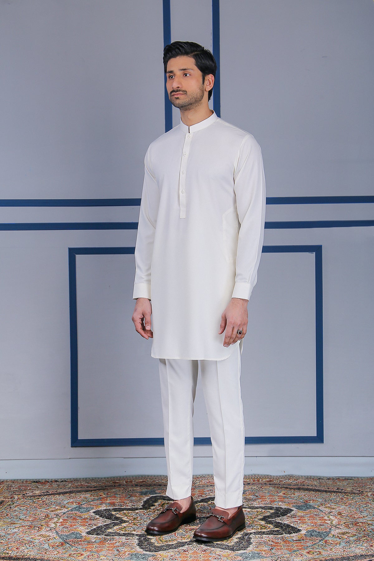 Off-White Boski Kurta Pajama Set (2-Piece) - Image 2