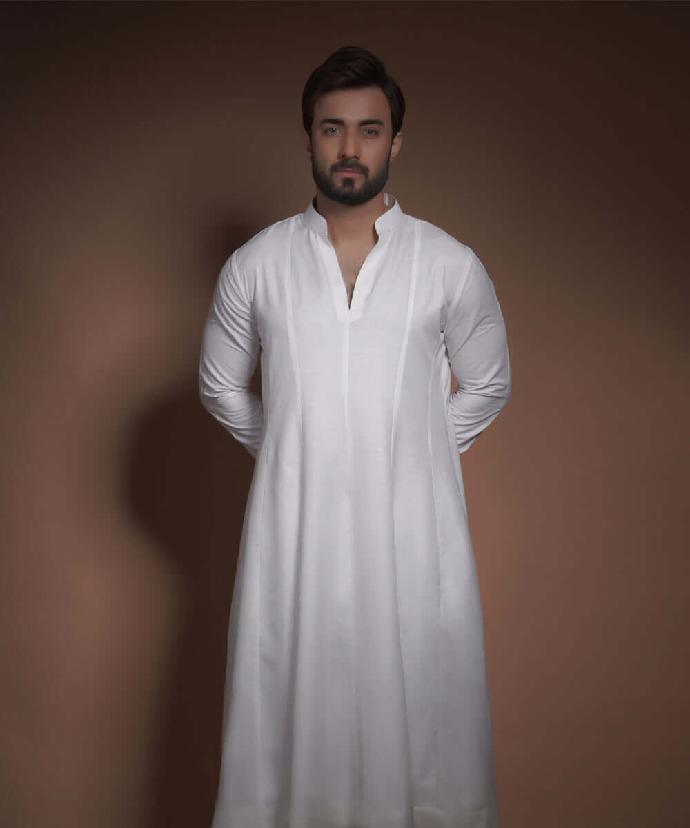 Off-White Minimal Seam Cotton-Silk Kalidar Kurta Pajama (2-Piece) - Image 1