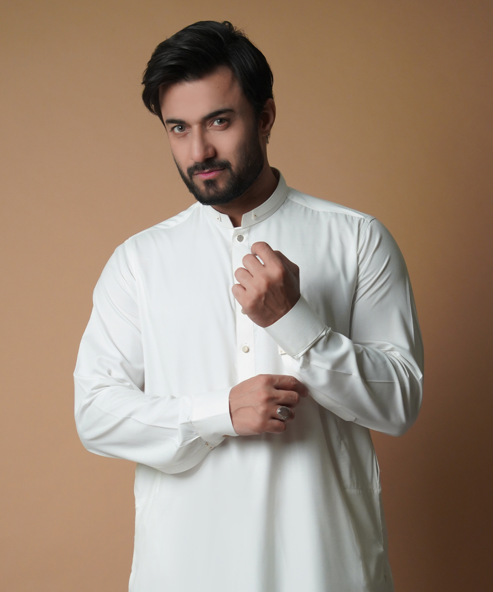 Offwhite IronEZ Fabric Kurta Pajama (2-Piece) - Image 1
