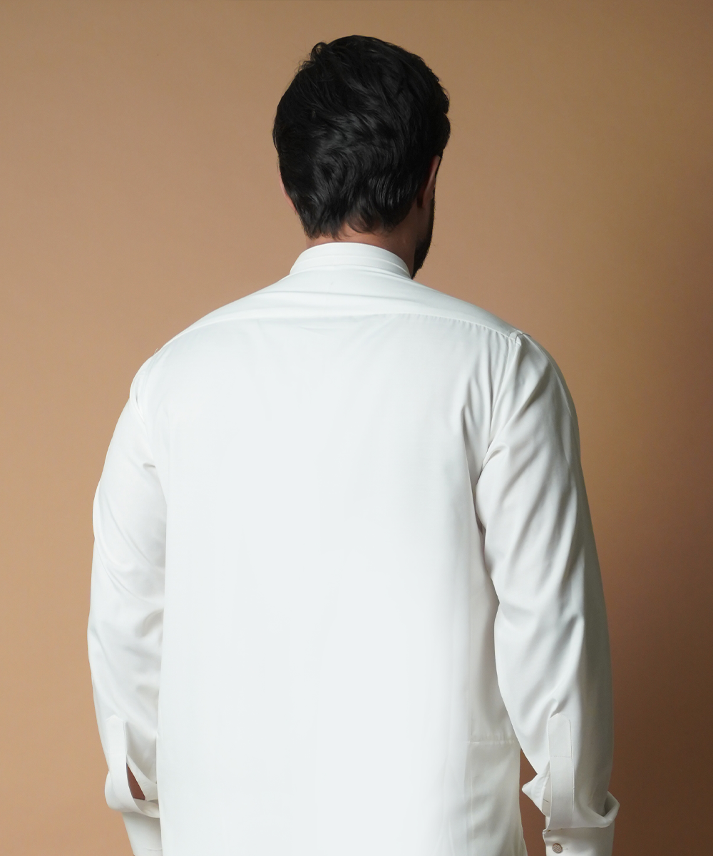 Offwhite IronEZ Fabric Kurta Pajama (2-Piece) - Image 5