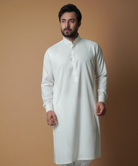 Offwhite IronEZ Fabric Kurta Pajama Set (2-Piece) - Image 2