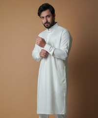 Offwhite IronEZ Fabric Kurta Pajama Set (2-Piece) - Image 5