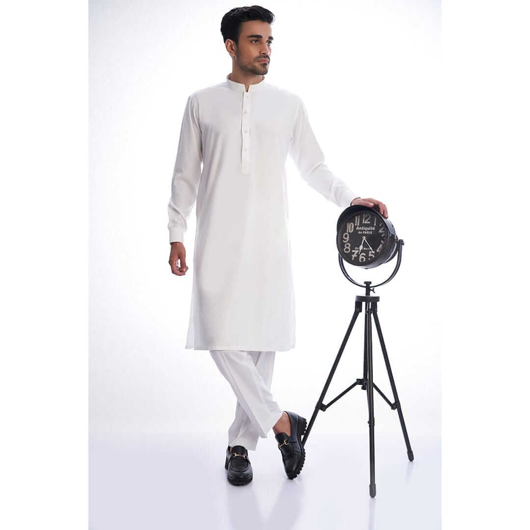 Ivory IronEz Fabric Kurta Pajama (2-Piece) - Image 2