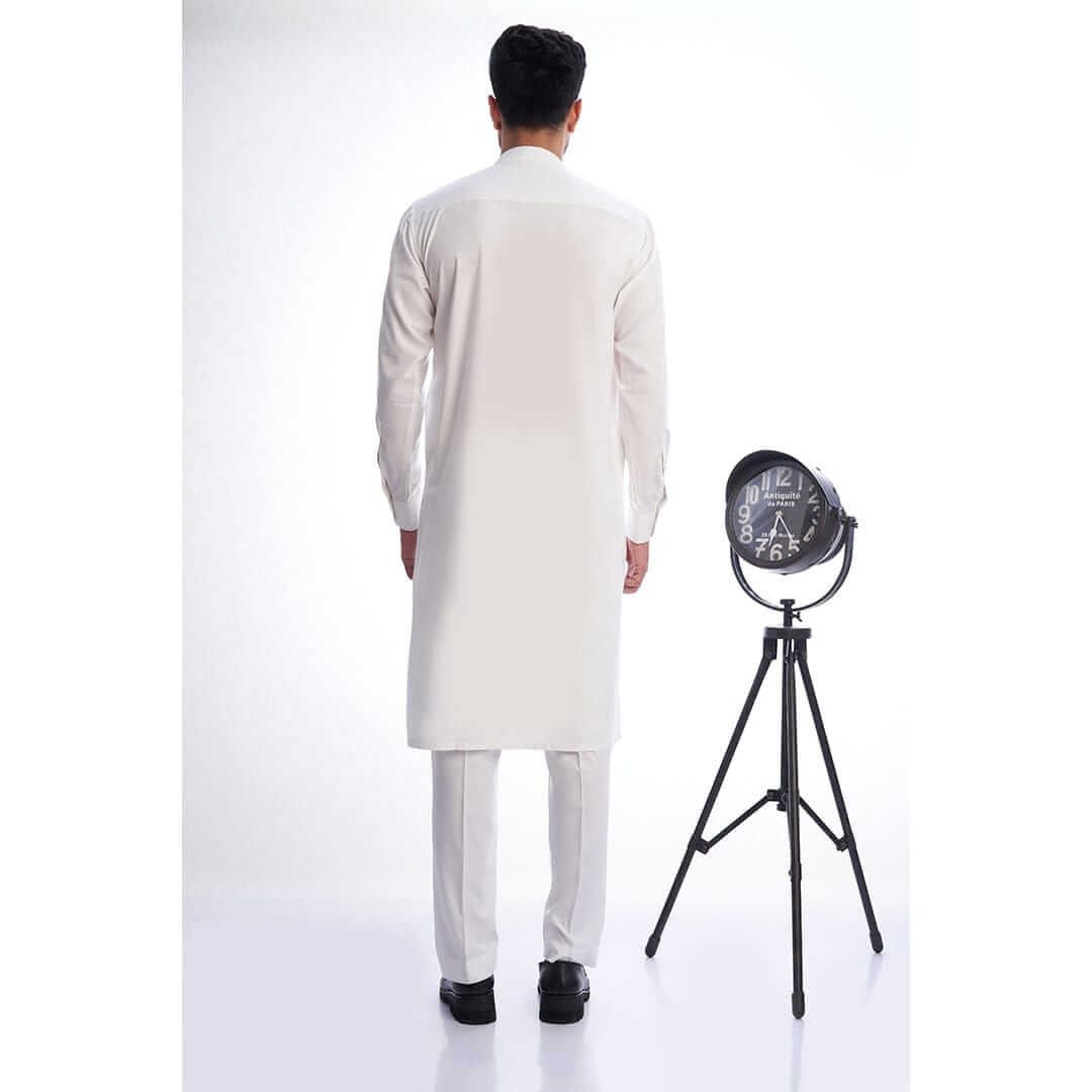 Ivory IronEz Fabric Kurta Pajama (2-Piece) - Image 3