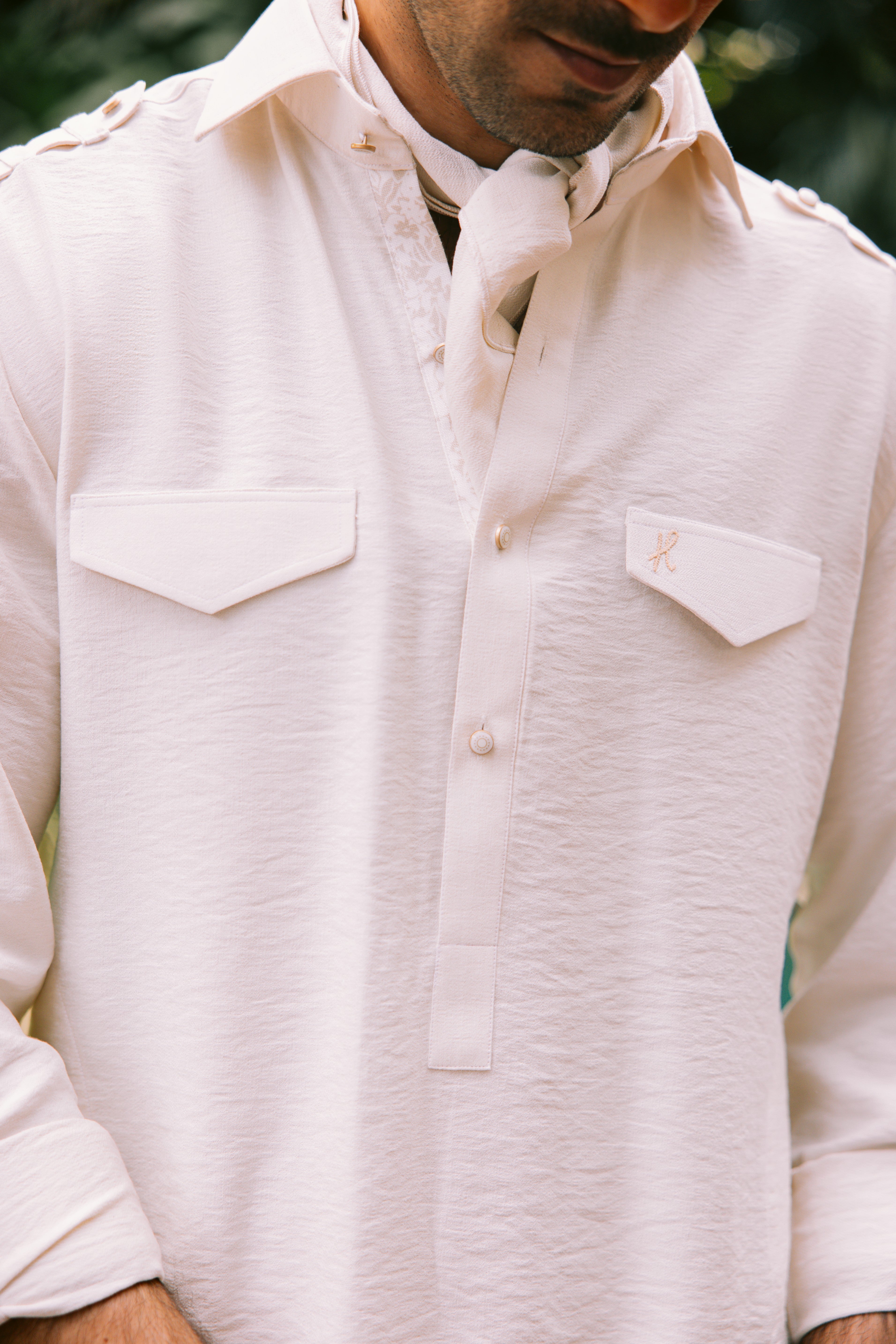 Ivory Linen Kurta Pajama (2-Piece) - Image 4