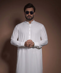 Off-White Monotone Stitched Supima Cotton Kurta Pajama (2-Piece) - Image 2