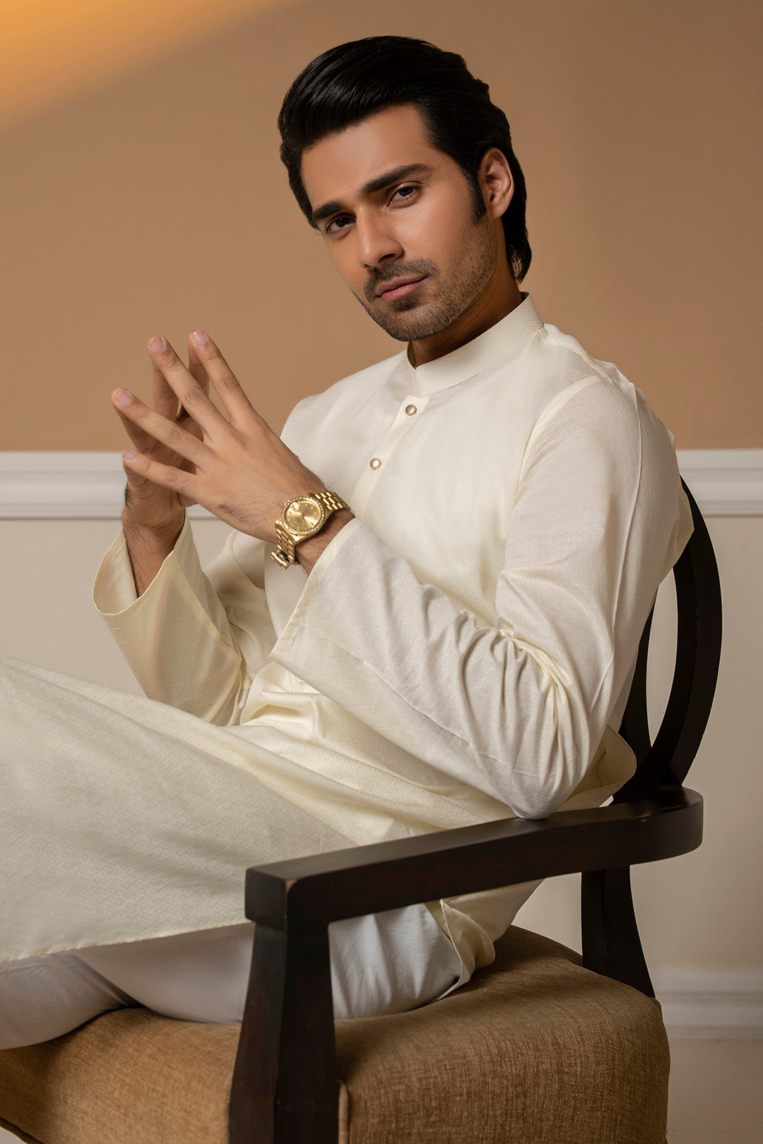 Off-White Wash & Wear Kurta Pajama (2-Piece) - Image 6