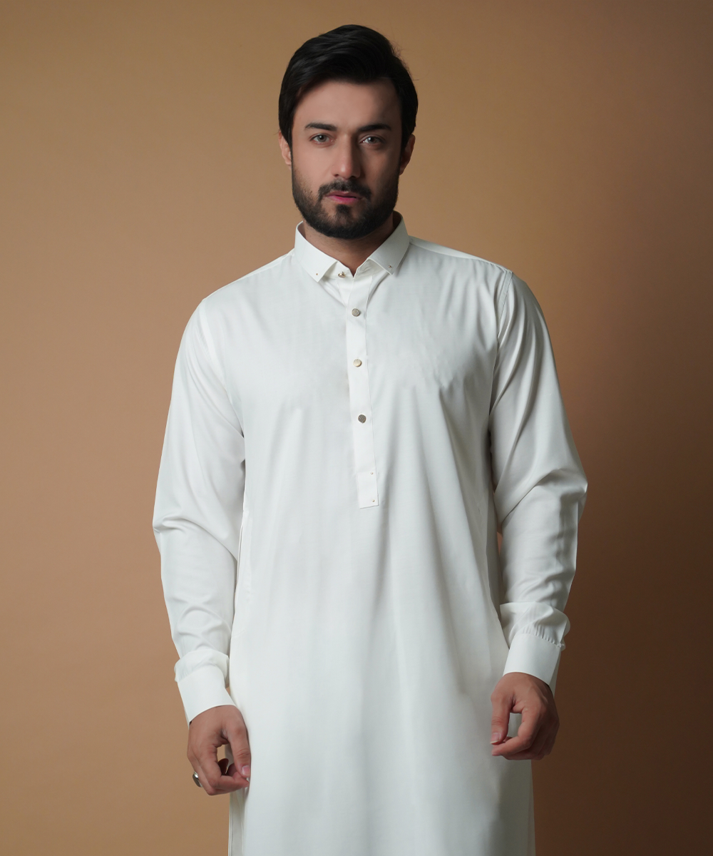 Offwhite Wrinkle-Resistant IronEZ Kurta Pajama (2-Piece) - Image 1