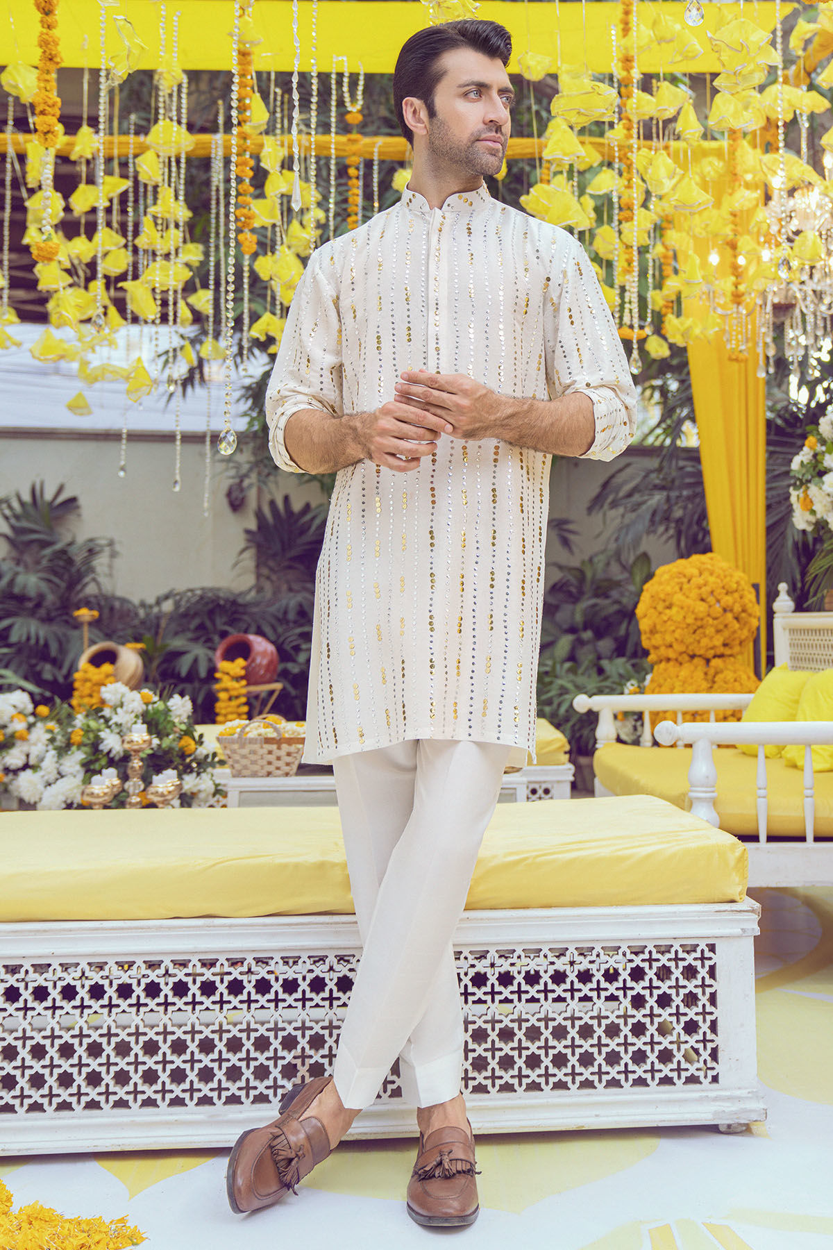 Ivory Kaamdani Pure Raw Silk Kurta (2-Piece) - Image 2