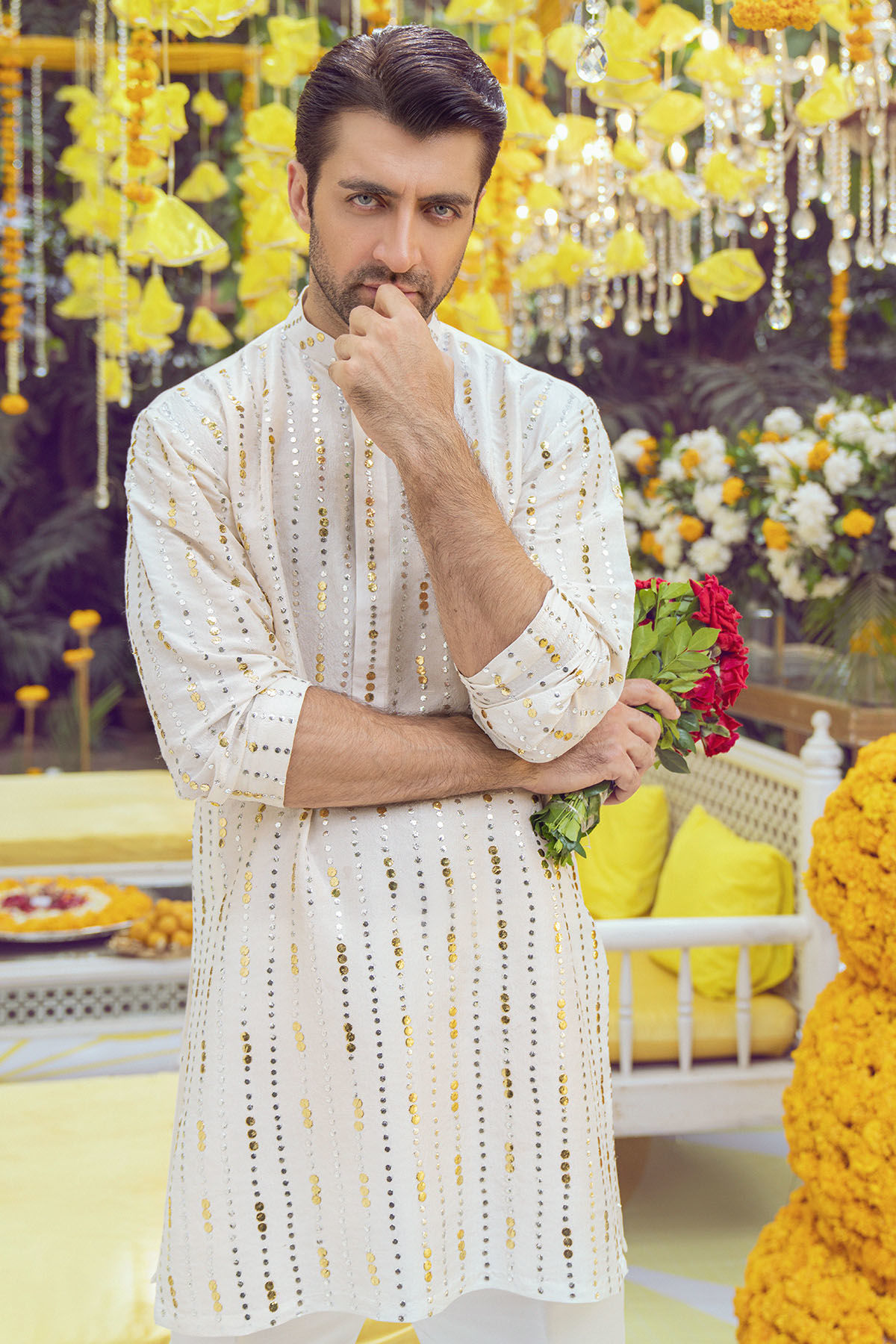 Ivory Kaamdani Pure Raw Silk Kurta (2-Piece) - Image 3