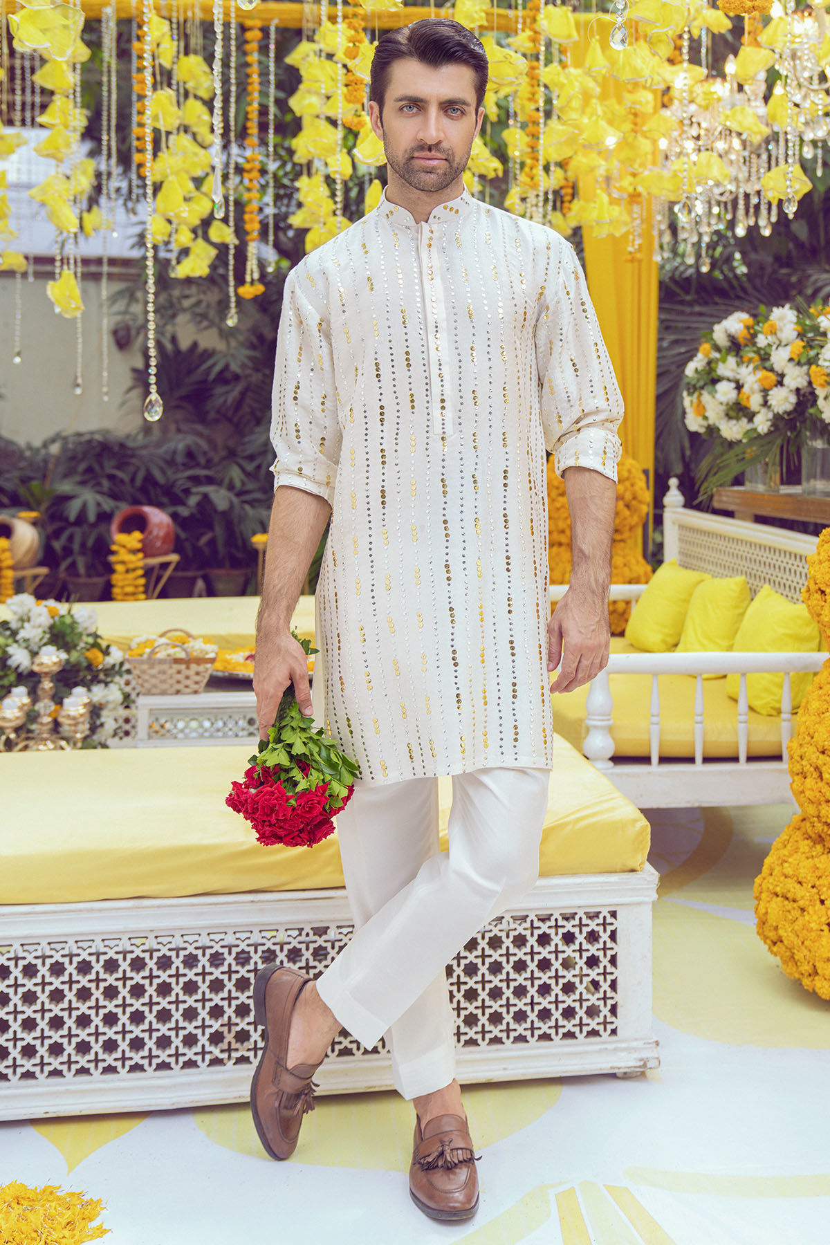 Ivory Kaamdani Pure Raw Silk Kurta (2-Piece) - Image 4