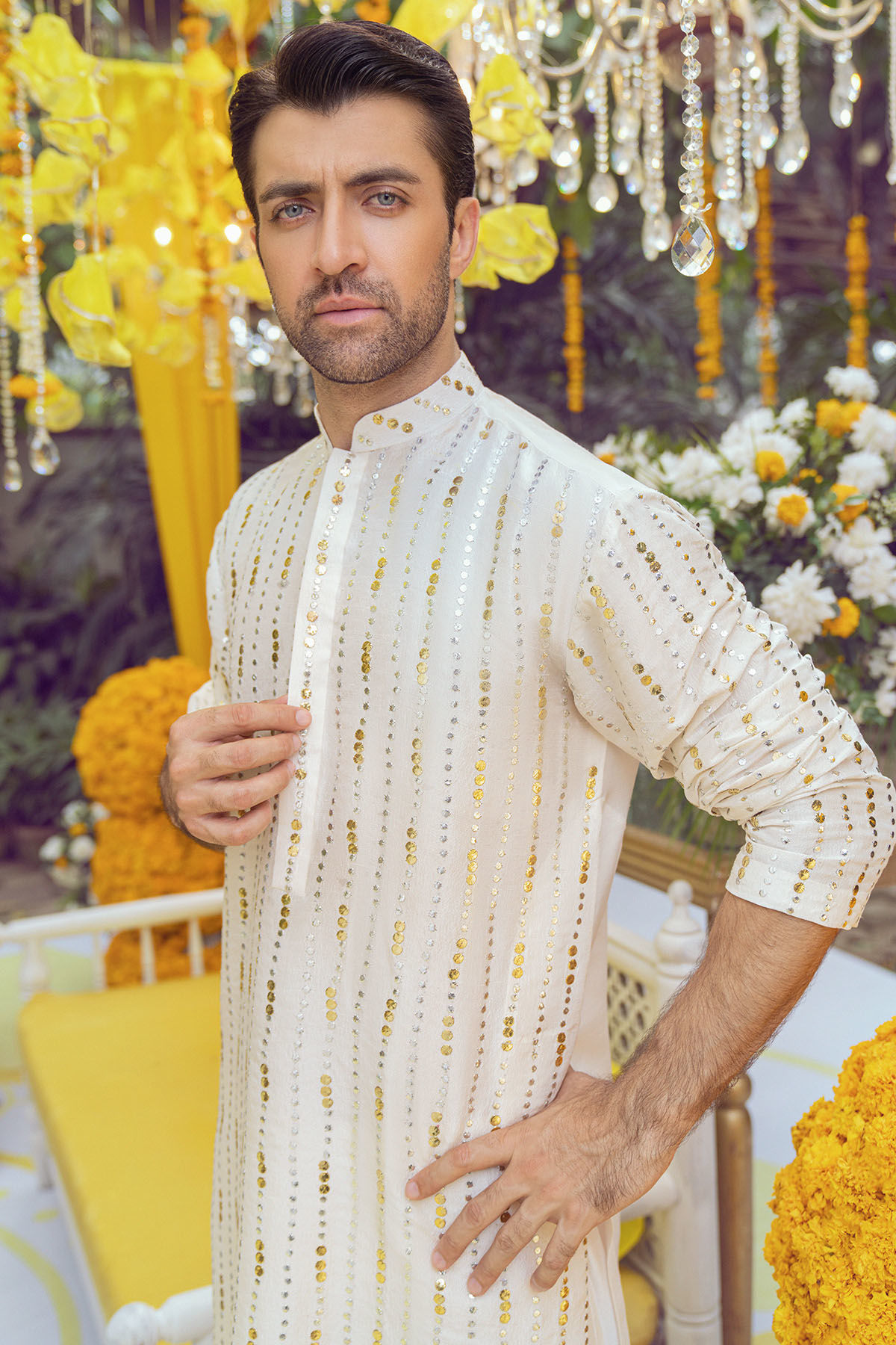 Ivory Kaamdani Pure Raw Silk Kurta (2-Piece) - Image 5