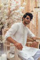 Ivory Zardozi Embroidered Pure Raw Silk Kurta (2-Piece) - Image 7