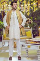 Ivory Zardozi Raw Silk Kurta Set (3-Piece) - Image 3