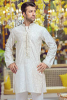 Ivory Zardozi Raw Silk Kurta Set (3-Piece) - Image 5