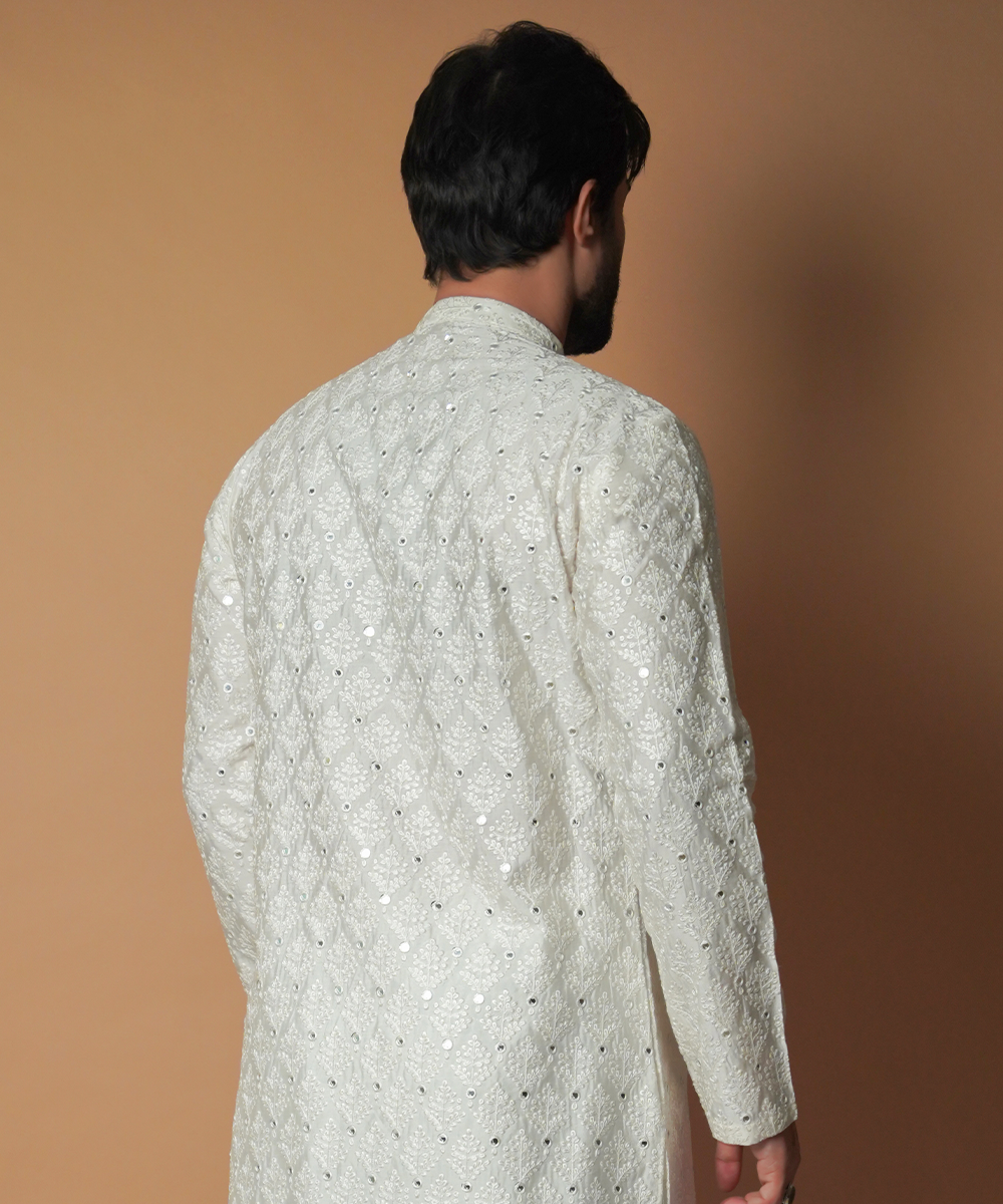 Ivory Resham & Sequin Viscose-Cotton Kurta (2-Piece) - Image 5