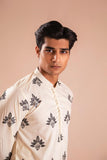 Off-White Embroidered Wash-and-Wear Kurta Pajama (2-Piece) - Image 3