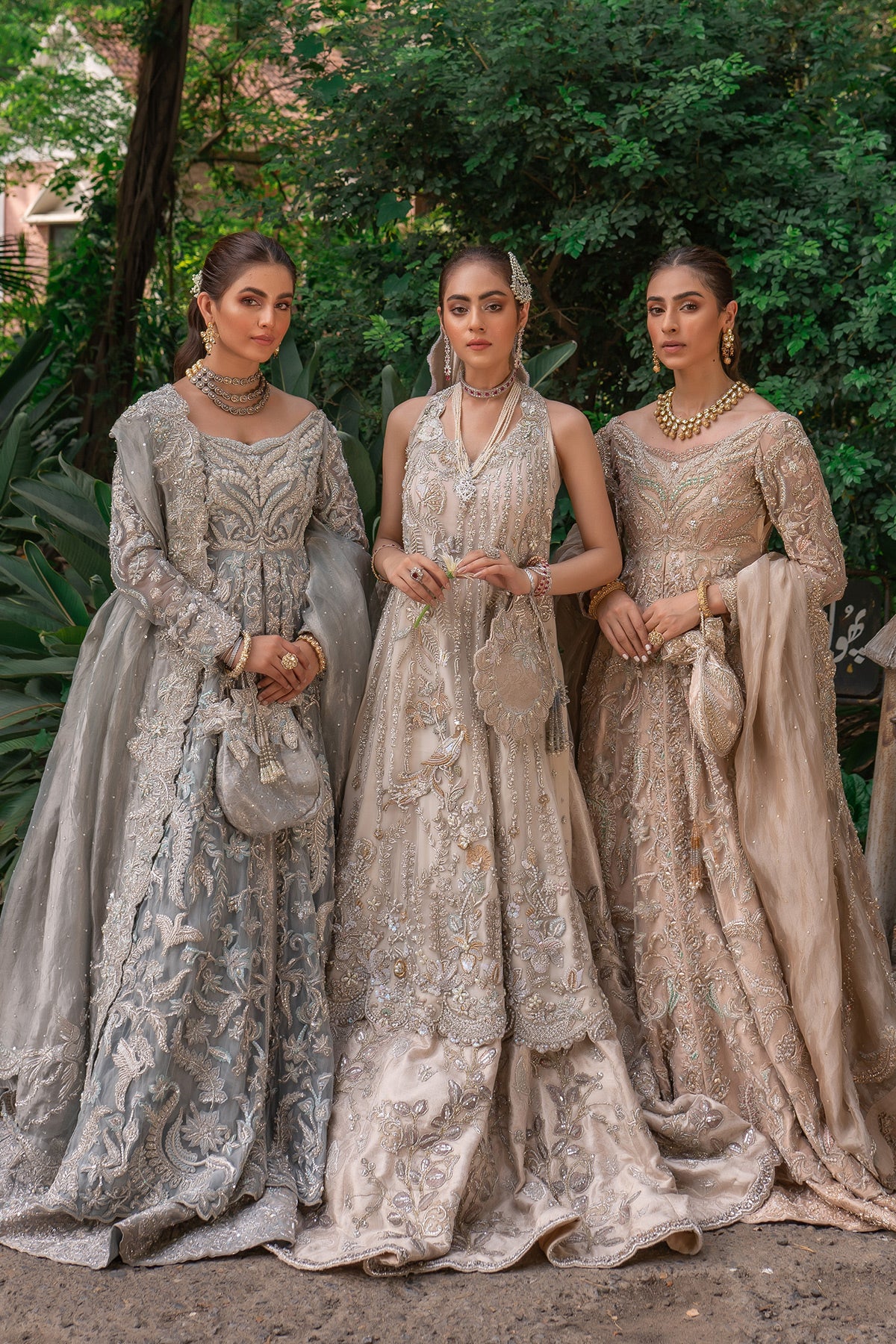 Pakistani Ivory Handworked Brocade Lehenga Set (3-Piece) - Image 5