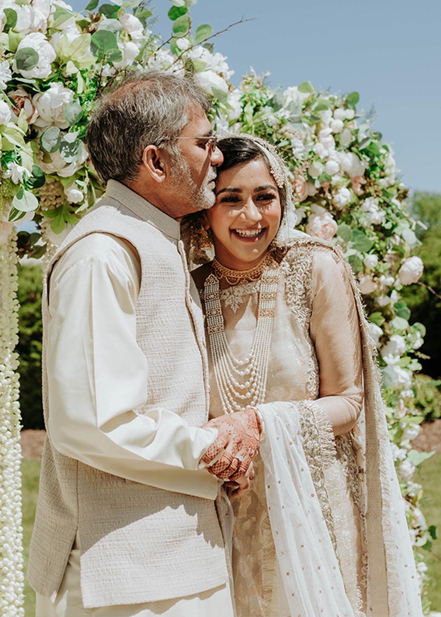 Ivory Gold Embroidered Brocade Bridal Lehenga (3-Piece) - Image 10