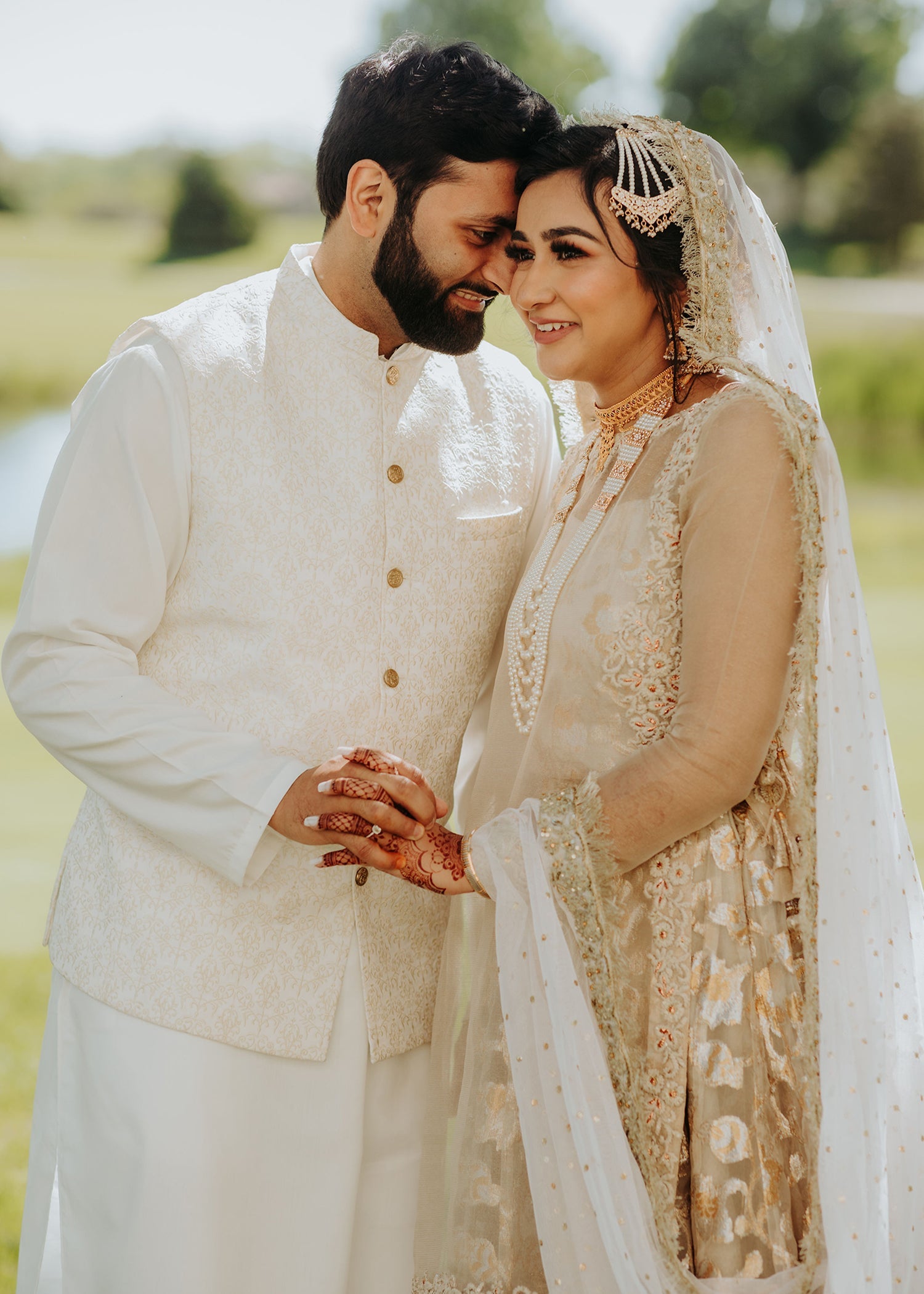 Ivory Gold Embroidered Brocade Bridal Lehenga (3-Piece) - Image 13