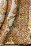 Pakistani Ivory Zardozi Pure Chiffon & Jacquard Lehenga (3-Piece) - Image 5