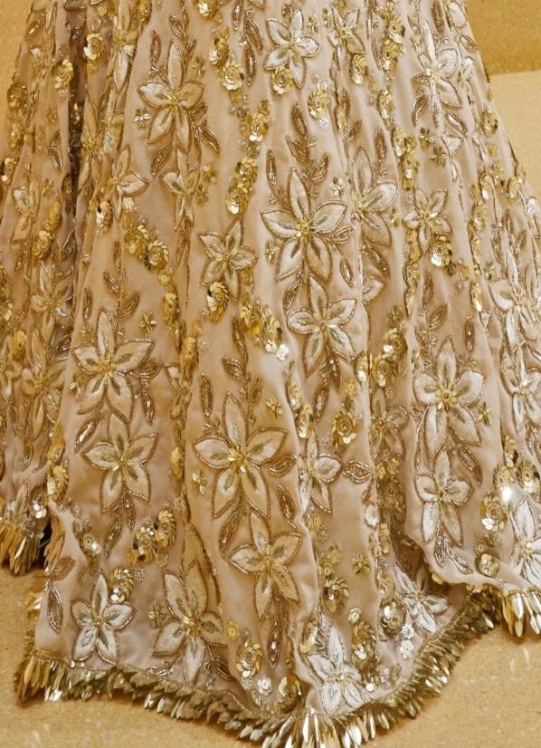Pakistani Ivory Zardozi Georgette Mermaid Lehenga (2-Piece) - Image 6