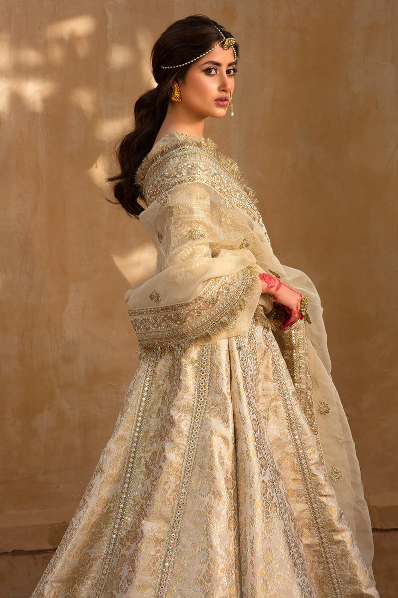 Pakistani Ivory Gotta Embroidered Jacquard Lehenga (3-Piece) - Image 7