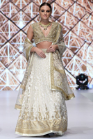 Ivory Gold Embroidered Lame & Organza Lehenga (3-Piece) - Image 2