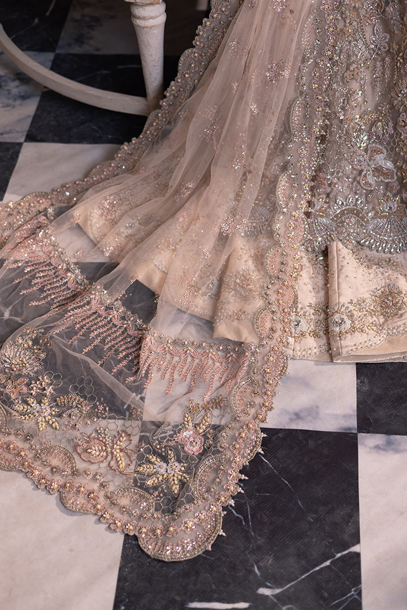 Pakistani Ivory Embellished Net Lehenga Set (3-Piece) - Image 11