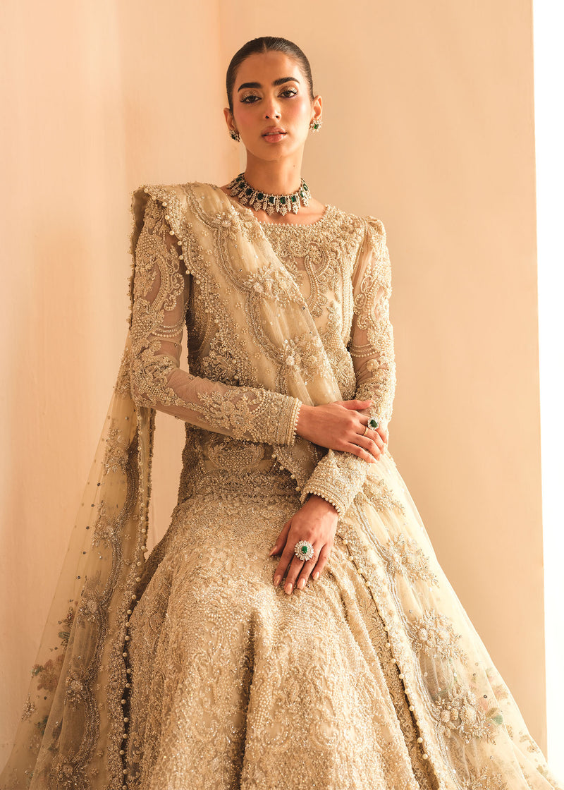 Ivory Embellished Net Bridal Lehenga Set (3-Piece) - Image 2