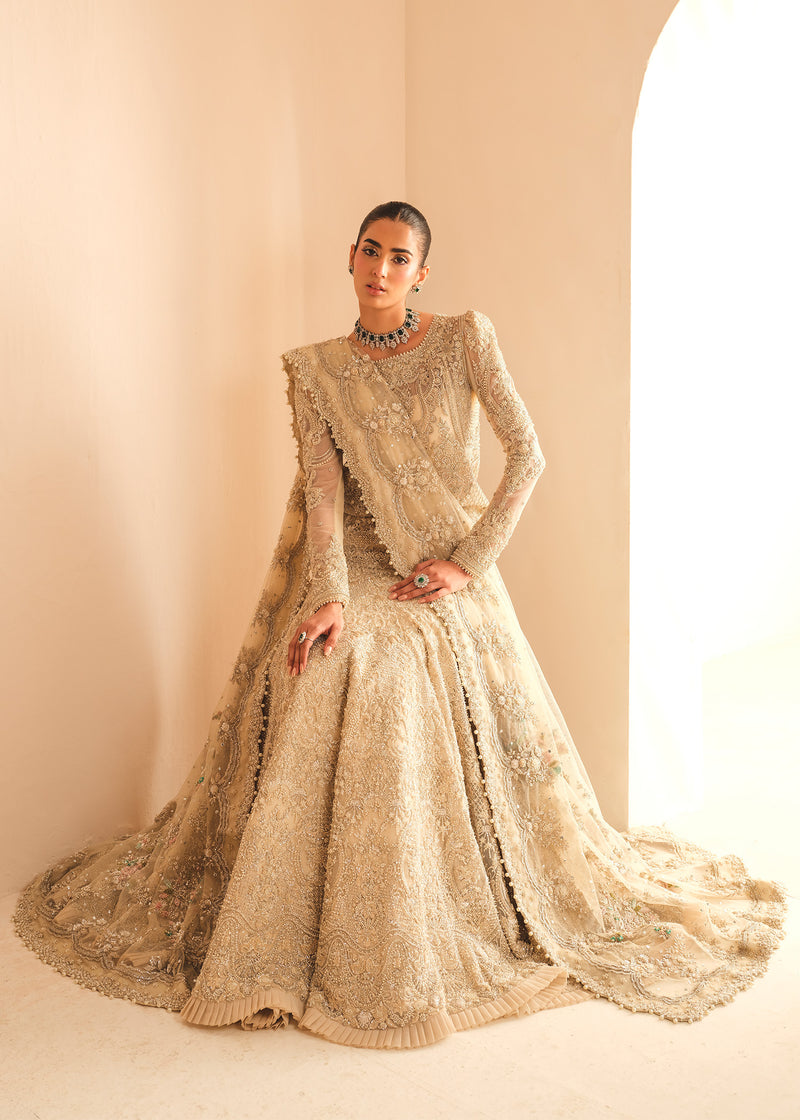Ivory Embellished Net Bridal Lehenga Set (3-Piece) - Image 5