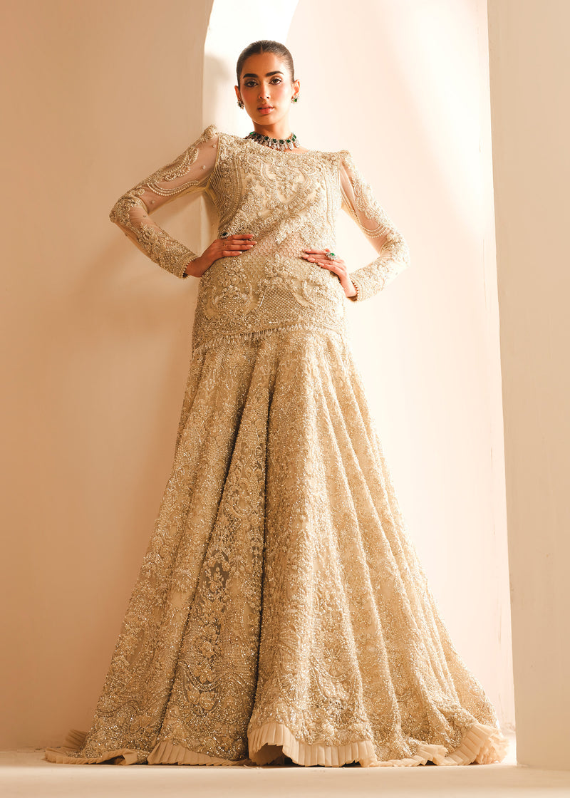 Ivory Embellished Net Bridal Lehenga Set (3-Piece) - Image 7