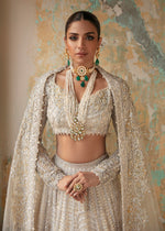 Indian Ivory White Embroidered Net Lehenga Choli (3-Piece) - Image 3