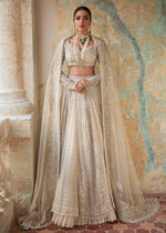 Indian Ivory White Embroidered Net Lehenga Choli (3-Piece) - Image 4