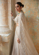 Indian Ivory White Embroidered Net Lehenga Choli (3-Piece) - Image 6