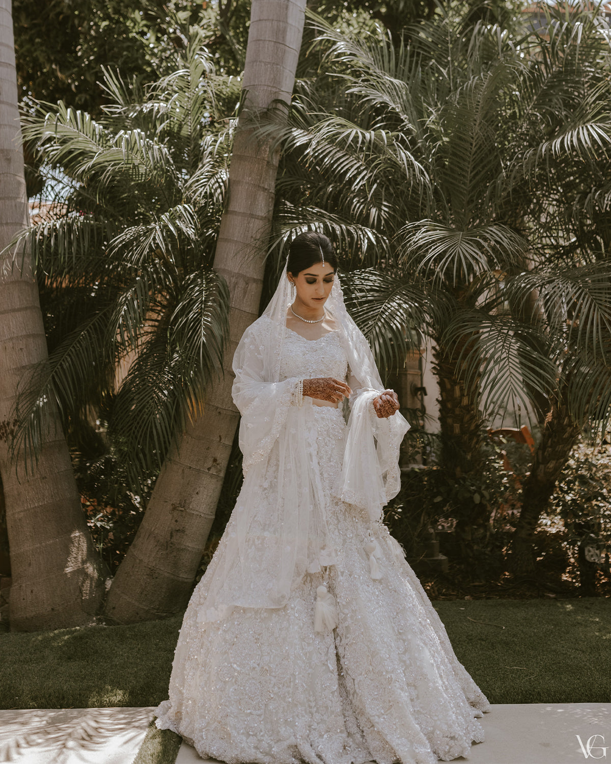 Ivory Embroidered Net Lehenga Dress (3-Piece) - Image 5