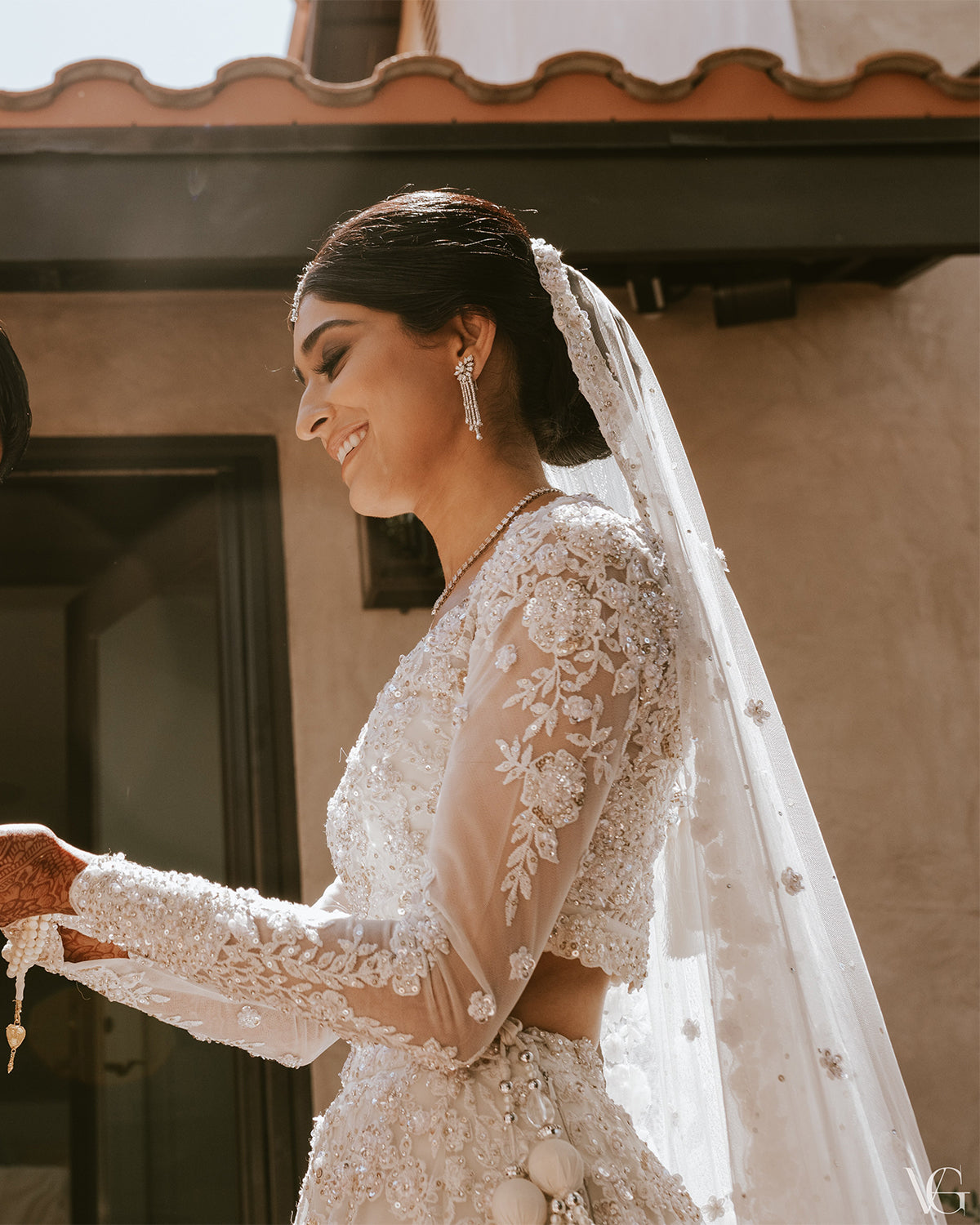 Ivory Embroidered Net Lehenga Dress (3-Piece) - Image 8