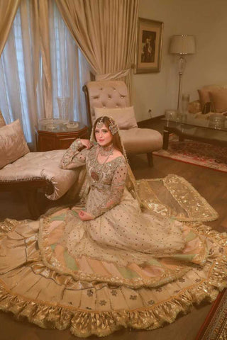 Ivory Embroidered Net Bridal Lehenga (3-Piece) - Image 3