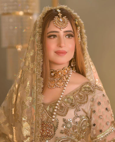 Ivory Embroidered Net Bridal Lehenga (3-Piece) - Image 5