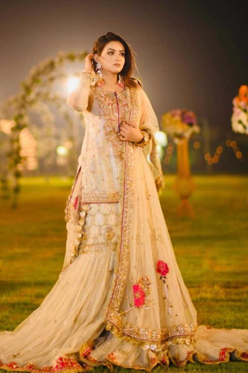 Ivory Embellished Net Bridal Lehenga (3-Piece) - Image 1