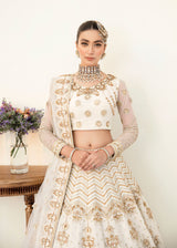 Pakistani Ivory Hand-Embellished Net Lehenga (3-Piece) - Image 4