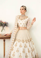 Pakistani Ivory Hand-Embellished Net Lehenga (3-Piece) - Image 5