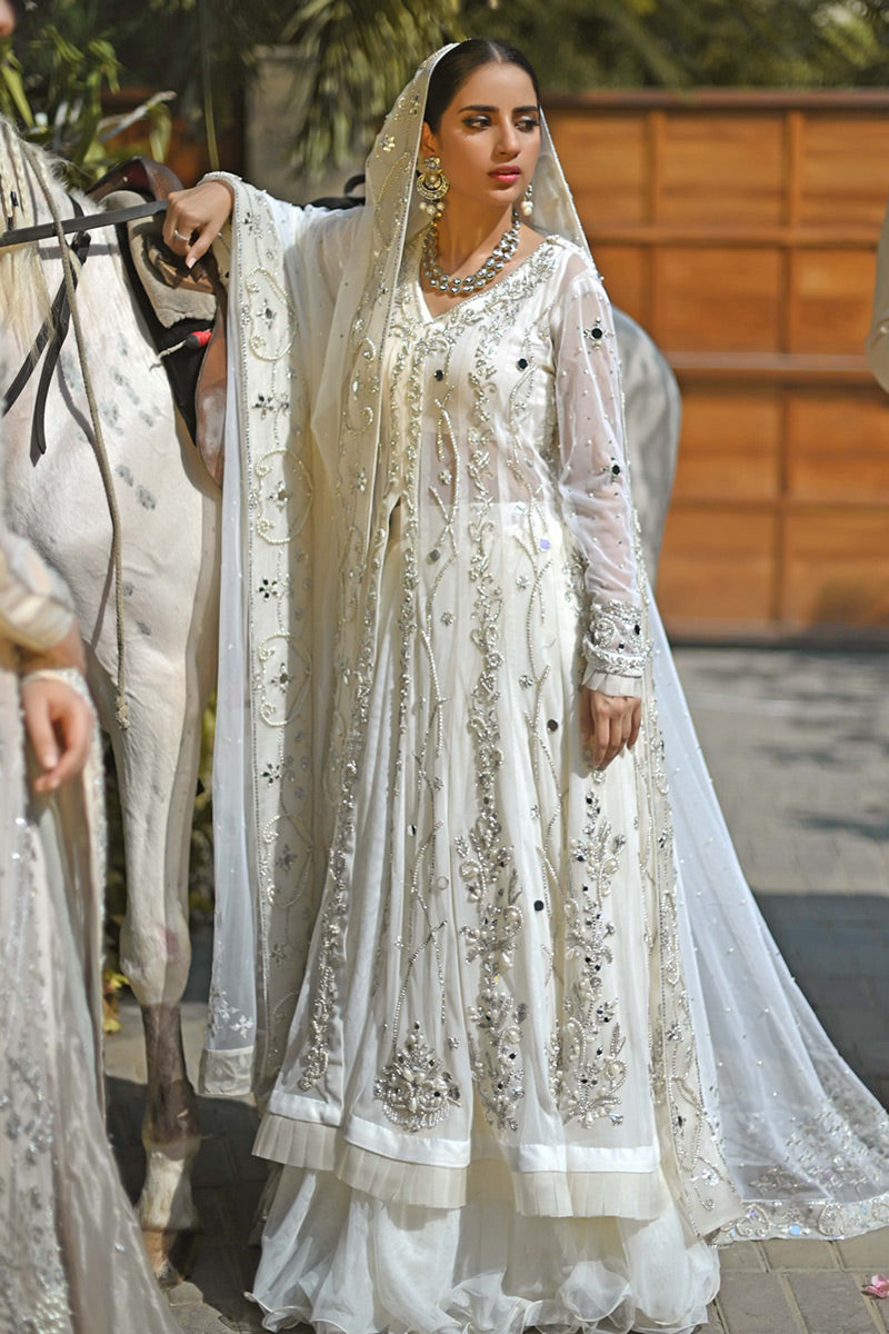 Ivory Embellished Net Bridal Lehenga Set (3-Piece) - Image 1