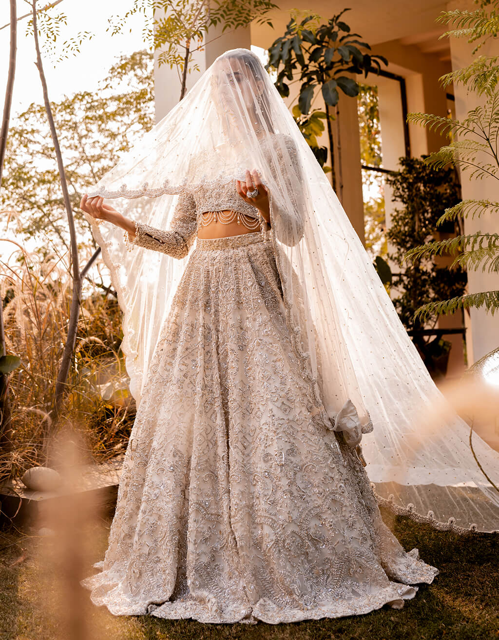 Cream-White Embellished Bridal Lehenga (3-Piece) - Image 2