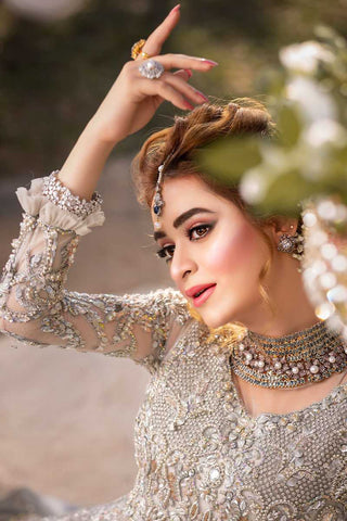 Ivory Embellished Net Bridal Lehenga (3-Piece) - Image 2