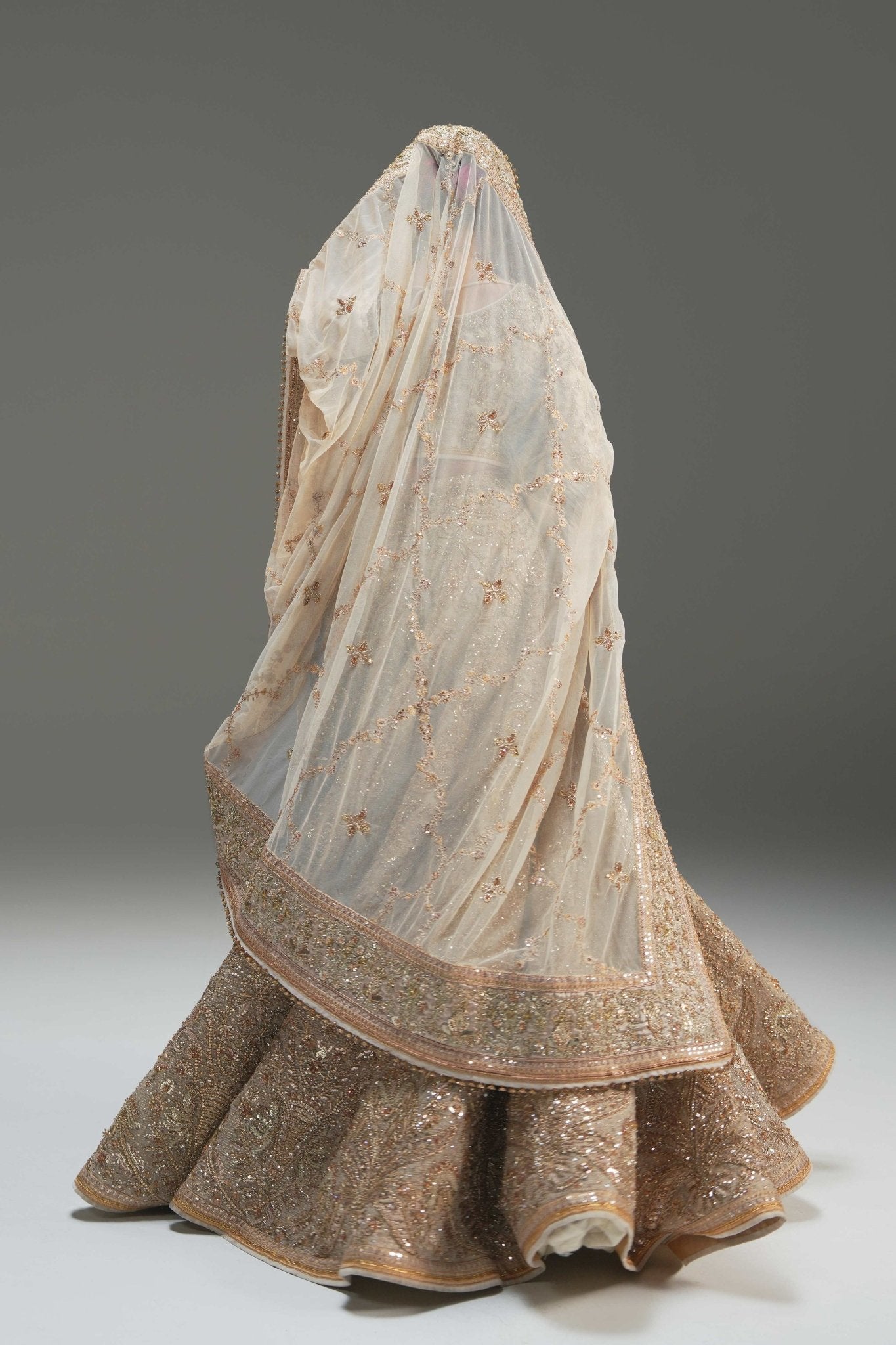 Ivory Embroidered Net Lehenga Choli (3-Piece) - Image 9